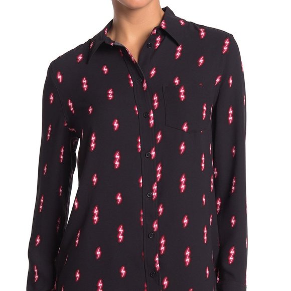 Equipment Tops - Equipment S Reese Lightning Bolt Blouse